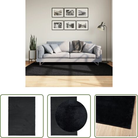 Tappeto per casa -  Tappeto OVIEDO a Pelo Corto Nero 140x200 cm