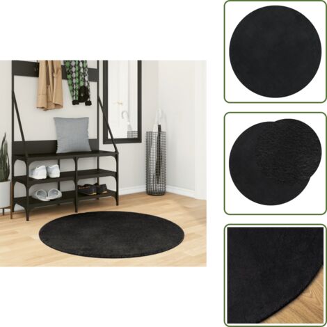 Tappeto per casa - vidaXL Tappeto a Pelo Corto HUARTE Morbido e Lavabile Nero Ø 100 cm - Tappeto per soggiorno