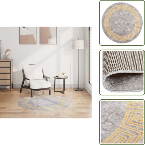 Tappeto per casa - vidaXL Tappeto Lavabile φ120 cm Grigio Antiscivolo - Tappeto per stanze