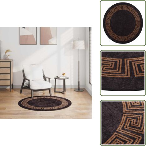 Tappeto per casa - vidaXL Tappeto Lavabile φ120 cm Nero e Oro Antiscivolo - Tappeto nero e oro
