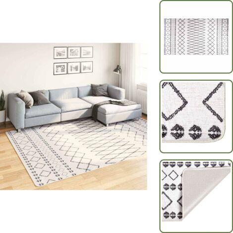Tappeto per casa - vidaXL Tappeto Lavabile 190x300 cm Nero e Bianco Antiscivolo - Tappeto in poliestere