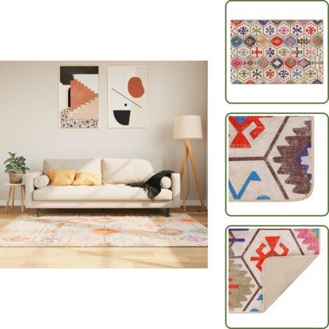 Tappeto per casa - vidaXL Tappeto Lavabile Multicolore 160x230 cm Antiscivolo - Tappeto per stanze