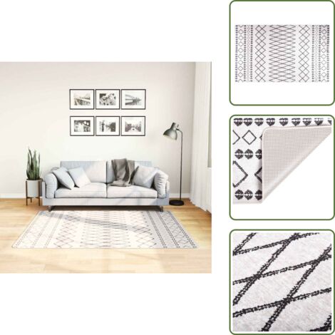 Tappeto per casa - vidaXL Tappeto Lavabile Nero e Bianco 120x170 cm Antiscivolo - Tappeto per stanze