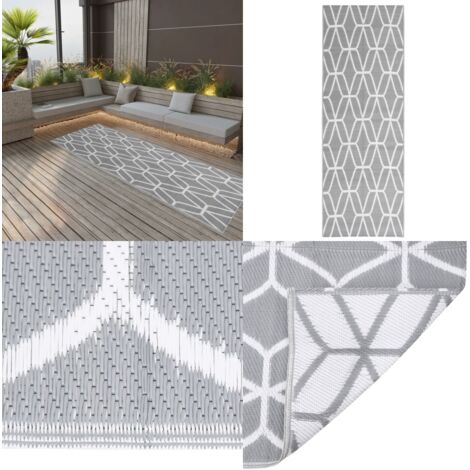 Tappeto per Esterni ARAKIL Grigio 80x250 cm in PP - Tappeto da giardino - Tappeto da balcone