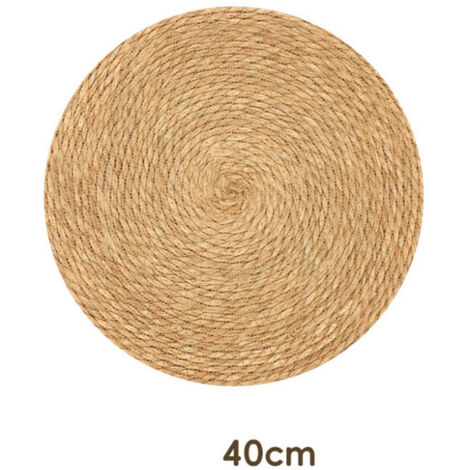 Tappeto per interni ed esterni, robusto con effetto juta naturale, resistente alle intemperie, adatto per terrazza e giardino, rotondo 40 cm