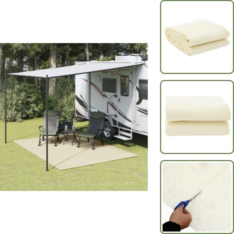 Tappeto per roulotte - vidaXL Tappeto da Tenda Crema 3,5x2,5 m - Tappeto antiscivolo