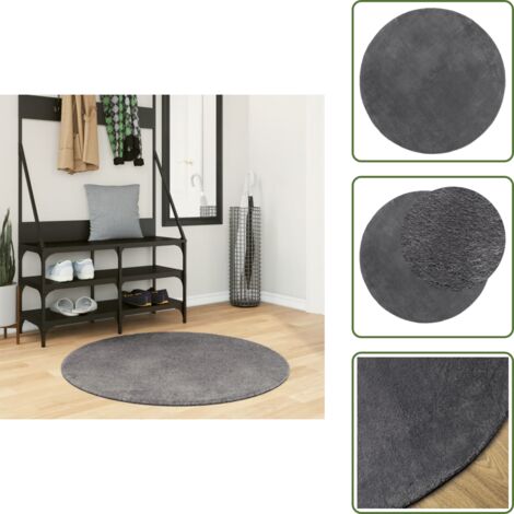 Tappeto per soggiorno - vidaXL Tappeto a Pelo Corto HUARTE Morbido e Lavabile Antracite Ø100cm - Tappeto per camera da letto