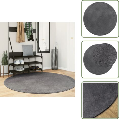 Tappeto per soggiorno - vidaXL Tappeto a Pelo Corto HUARTE Morbido e Lavabile Antracite Ø160cm - Tappeto per camera da letto