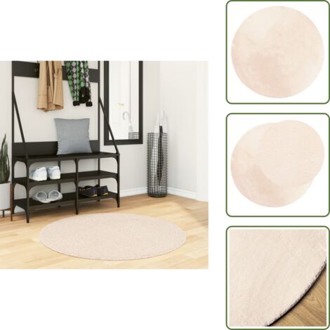 Tappeto per soggiorno - vidaXL Tappeto a Pelo Corto HUARTE Morbido e Lavabile Beige Ø 100 cm - Tappeto per camera da letto