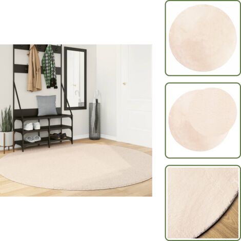 Tappeto per soggiorno - vidaXL Tappeto a Pelo Corto HUARTE Morbido e Lavabile Beige Ø 200 cm - Tappeto per camera da letto