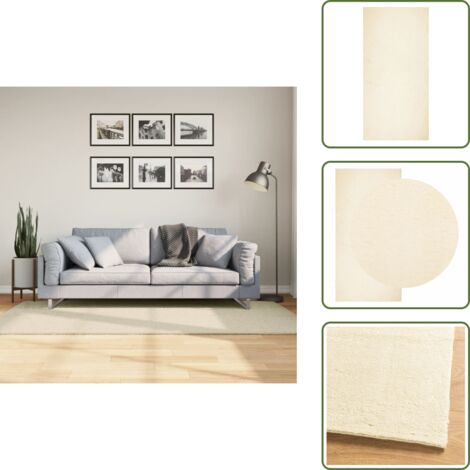 Tappeto per soggiorno - vidaXL Tappeto a Pelo Corto HUARTE Morbido e Lavabile Crema 100x200 cm - Tappeto per camera da letto