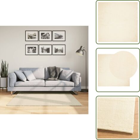 Tappeto per soggiorno - vidaXL Tappeto a Pelo Corto HUARTE Morbido e Lavabile Crema 120x120 cm - Tappeto per camera da letto