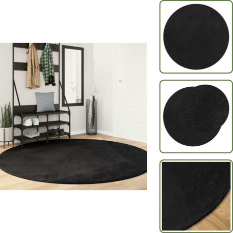 Tappeto per soggiorno - vidaXL Tappeto a Pelo Corto HUARTE Morbido e Lavabile Nero Ø 200 cm - Tappeto per camera da letto