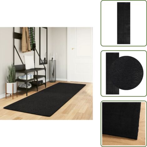 Tappeto per soggiorno - vidaXL Tappeto a Pelo Corto HUARTE Morbido e Lavabile Nero 80x250 cm - Tappeto per camera da letto