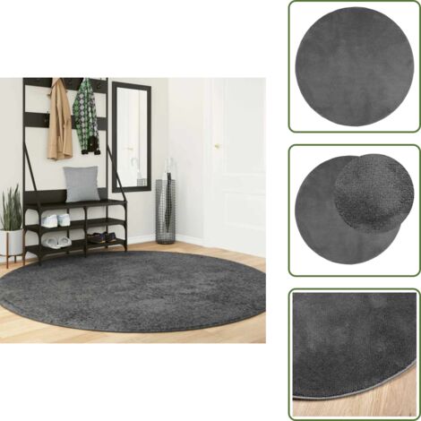 Tappeto per soggiorno - vidaXL Tappeto OVIEDO a Pelo Corto Antracite Ø 200 cm - Tappeto per camera da letto