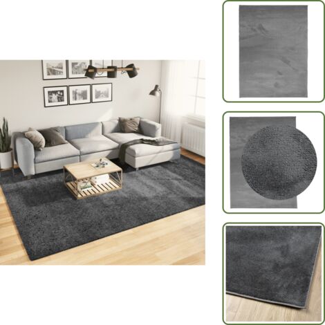 Tappeto per soggiorno - vidaXL Tappeto OVIEDO a Pelo Corto Antracite 240x340 cm - Tappeto per camera da letto