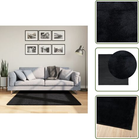 Tappeto per soggiorno - vidaXL Tappeto OVIEDO a Pelo Corto Nero 120x120 cm - Tappeto per camera da letto