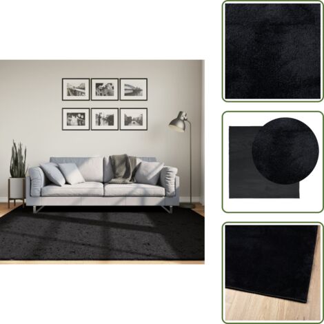 Tappeto per soggiorno - vidaXL Tappeto OVIEDO a Pelo Corto Nero 200x200 cm - Tappeto per camera da letto