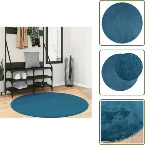Tappeto per soggiorno - vidaXL Tappeto OVIEDO a Pelo Corto Turchese Ø 120 cm - Tappeto per camera da letto