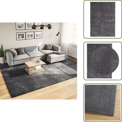 Tappeto per soggiorno - vidaXL Tappeto Pelo Corto HUARTE Morbido Lavabile Antracite 240x340 cm - Tappeto per camera da letto