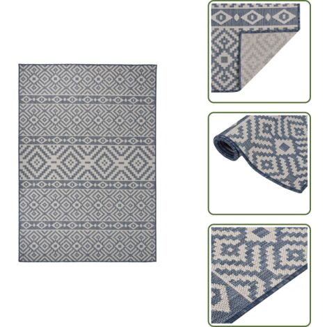 Tappeto per terrazza - vidaXL Tappeto da Esterni a Tessitura Piatta 160x230 cm Strisce Blu - Tappeto per balcone