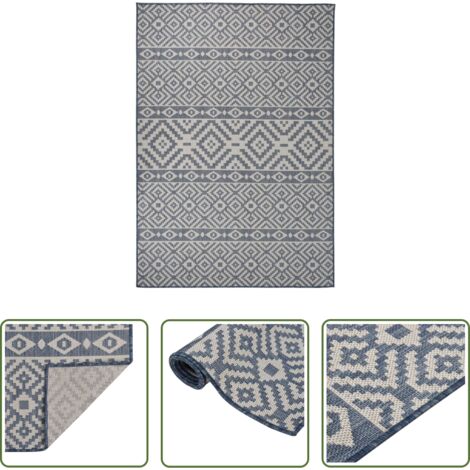 Tappeto piatto -  Tappeto da Esterni a Tessitura Piatta 160x230 cm Strisce Blu
