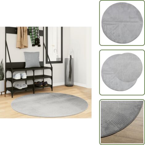 Tappeto pieghevole - vidaXL Tappeto IZA a Pelo Corto con Aspetto Scandinavo Grigio Ø 120 cm - Tappeto lavabile