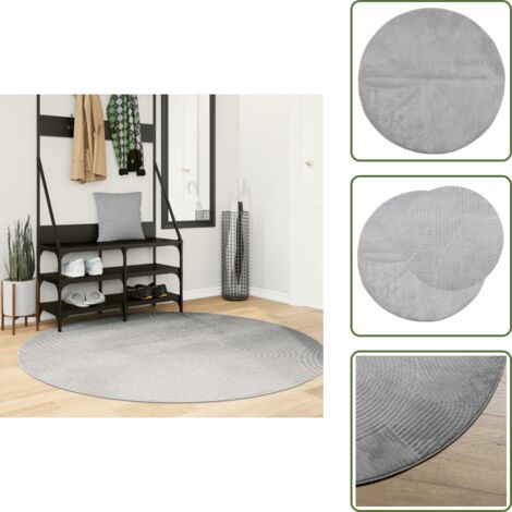 Tappeto pieghevole - vidaXL Tappeto IZA a Pelo Corto con Aspetto Scandinavo Grigio Ø 160 cm - Tappeto lavabile