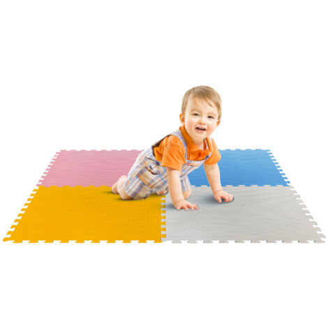 Tappeto Puzzle 4pz per Bambini Componibile Mega Quadrotti Multicolore