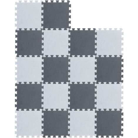 Tappeto Puzzle,18 Pezzi Tappeto da Gioco per Bambini,Schiuma EVA Tappetino Puzzle,Bianco e Grigio