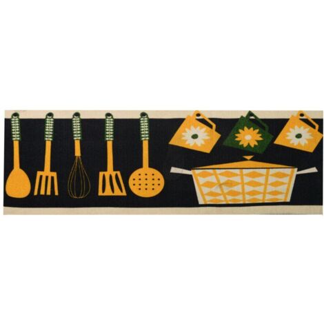 Tappeto pvc cucina giallo nero cm 120x50x0.6