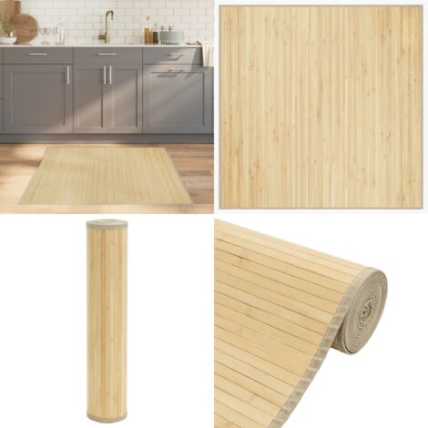 Tappeto Quadrato Naturale Chiaro 100x100 cm in Bambù - Tappeto naturale - Tappeto quadrato