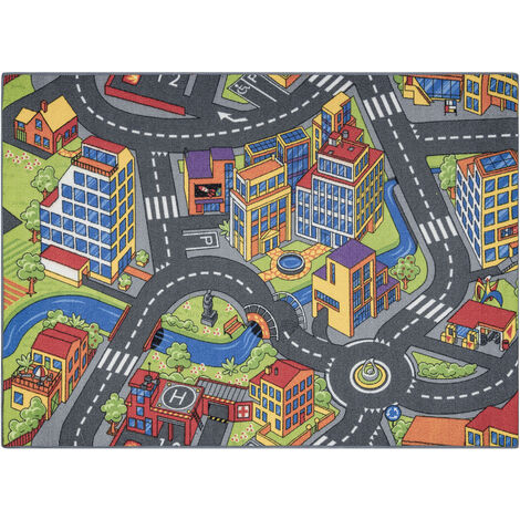 TAPPETO REBEL ROADS  Town life 97 Grande città, strade antiscivolo per bambini - grigio grey 95x200 cm