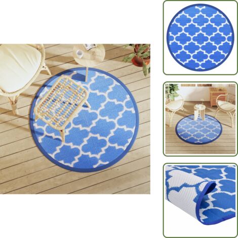 Tappeto resistente ai raggi UV - vidaXL Tappeto da Esterni ARAKIL Blu Ø120 cm in PP - Tappeto reversibile