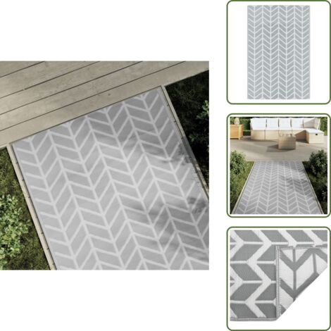Tappeto resistente ai raggi UV - vidaXL Tappeto da Esterni ARAKIL Grigio 120x180 cm in PP - Tappeto reversibile