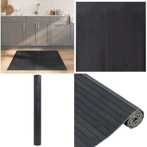 Tappeto Rettangolare Grigio 100x100 cm in Bambù - Tappeto grigio - Tappeto moderno