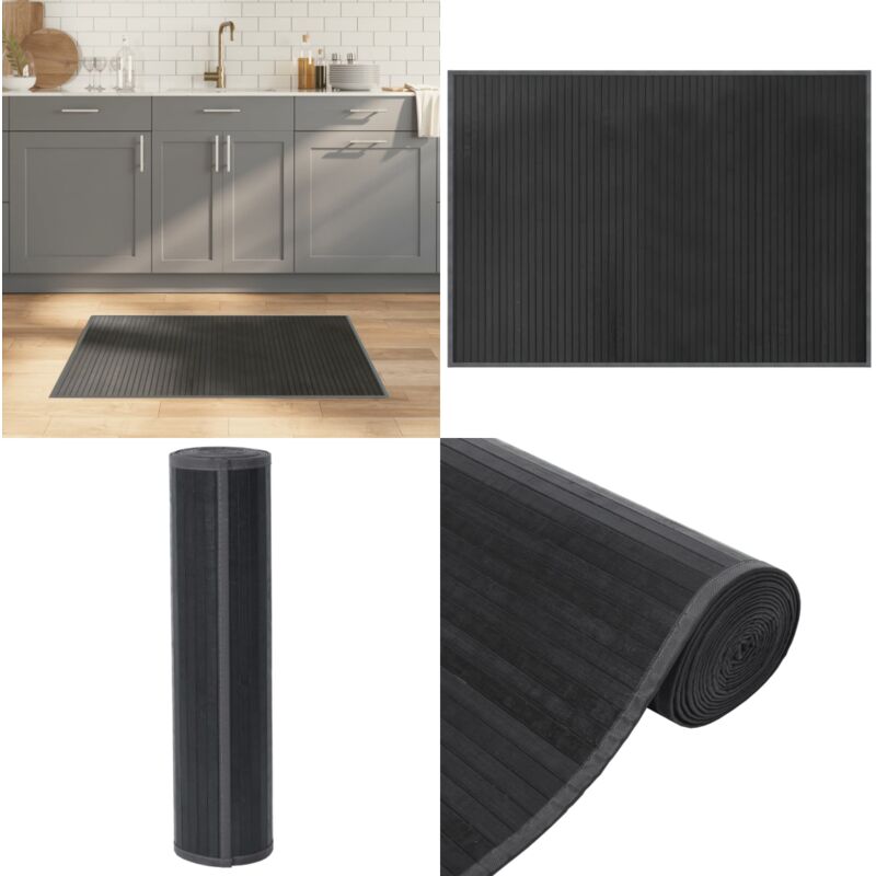 Tappeto Rettangolare Grigio 70x100 cm in Bambù - Tappeto grigio - Tappeto moderno