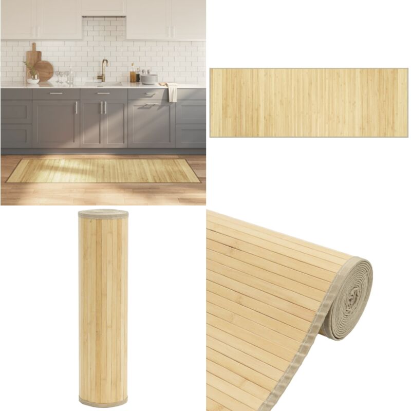 Tappeto Rettangolare Natura Chiaro 70x200 cm in Bambù - Tappeto naturale - Tappeto antiscivolo