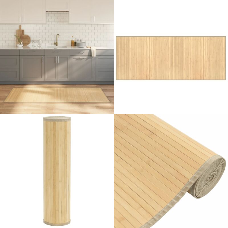 Tappeto Rettangolare Natura Chiaro 80x200 cm in Bambù - Tappeto naturale - Tappeto antiscivolo