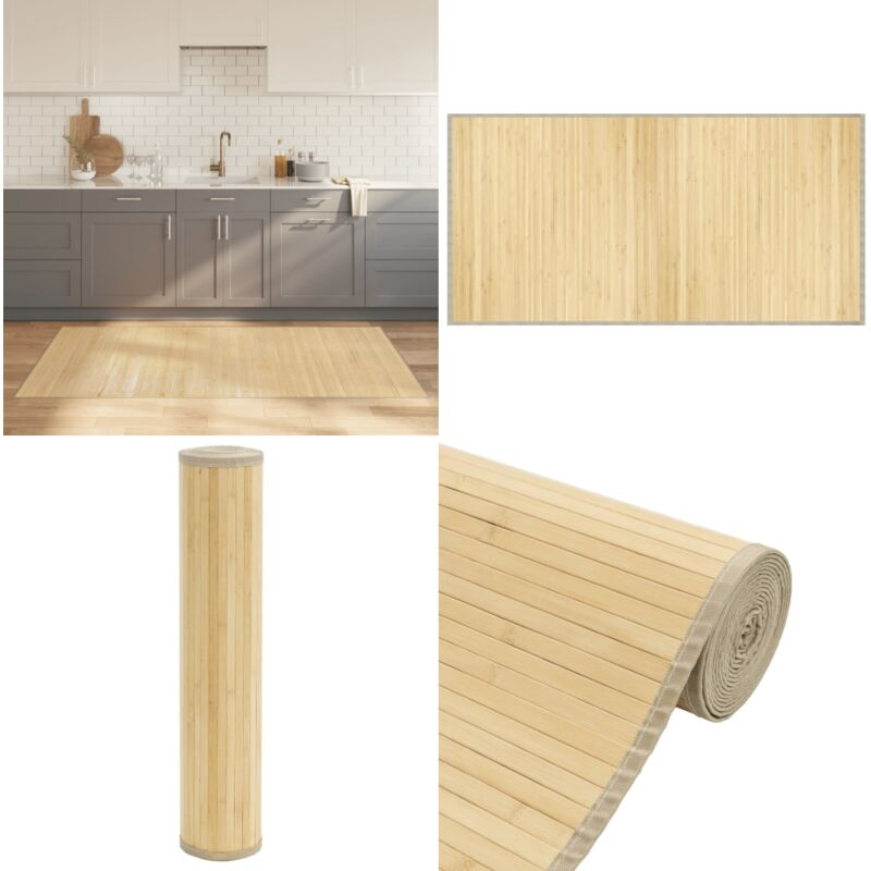 Tappeto Rettangolare Naturale Chiaro 100x200 cm in Bambù - Tappeto naturale - Tappeto rettangolare
