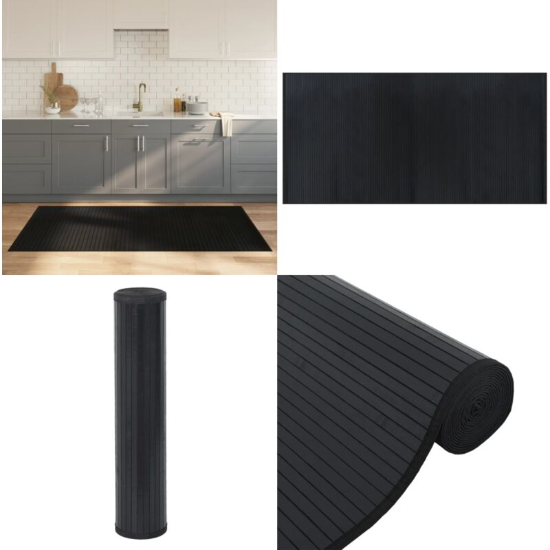 Tappeto Rettangolare Nero 100x200 cm in Bambù - Tappeto nero - Tappeto rettangolare