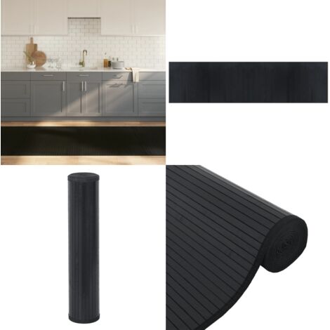 Tappeto Rettangolare Nero 100x400 cm in Bambù - Tappeto nero - Tappeto rettangolare