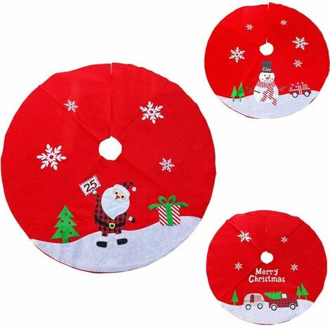Tappeto rosso gonna copri piede copertura base per albero di natale feltro cm100 babbo pupazzo neve e camion addobbi decorazioni - decoro: Decoro babbo