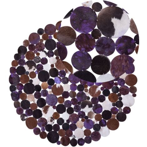 Tappeto rotondo ø140 cm in pelle marrone violetto Sorgun