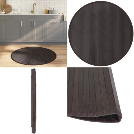 Tappeto Rotondo Marrone Scuro 100 cm in Bambù - Tappeto marrone scuro - Tappeto rotondo