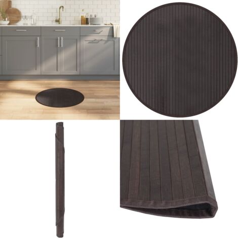 Tappeto Rotondo Marrone Scuro 60 cm in Bambù - Tappeto marrone scuro - Tappeto rotondo