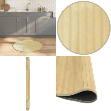 Tappeto Rotondo Naturale Chiaro 80 cm in Bambù - Tappeto naturale - Tappeto da soggiorno