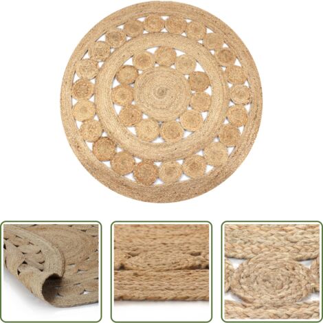 Tappeto rotondo -  Tappeto in Juta con Design Intrecciato 120 cm Rotondo