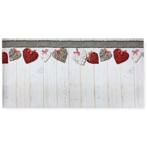 TAPPETO Runner da CUCINA Passatoia Antiscivolo CUORI SHABBY made in Italy Cm. 50x400