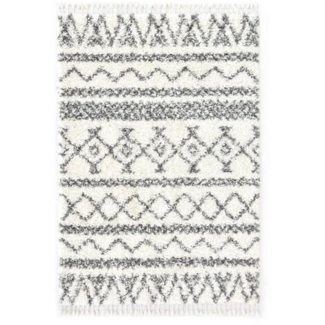 Tappeto Shaggy Berbero In Pp Beige E Grigio 160x230 Cm